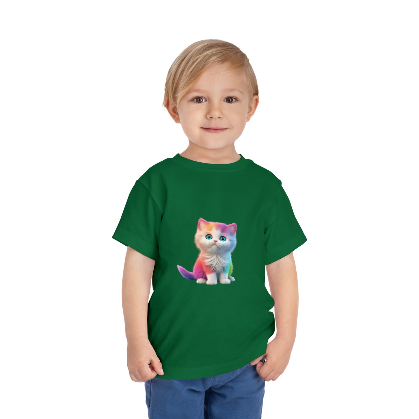 Rainbow Cat Love Tee for Cat Lovers - Cute Unisex Toddler T-shirt short sleeves funny colorful clothes