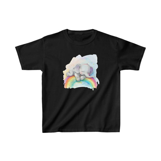 Cute Elephant Baby Sleeping On the Rainbow Heavy Cotton Tee | Kids Spring & Summer T-Shirt Mockup | Rainbow Color | Unisex - Heavy Cotton™ Cute Tee