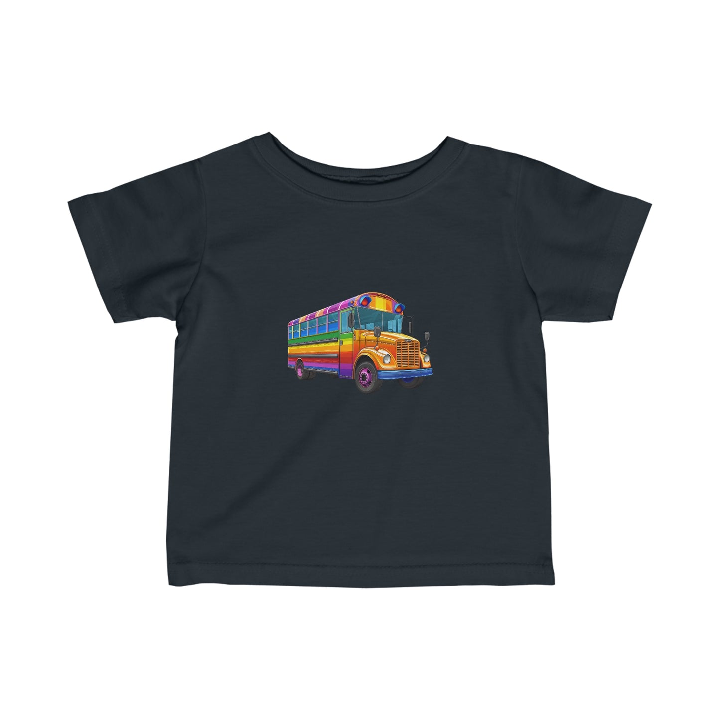 Rainbow School Bus Infant Jersey Tee | short sleeves 100% soft ring-spun cotton Tee | unique design gift for boys and girls