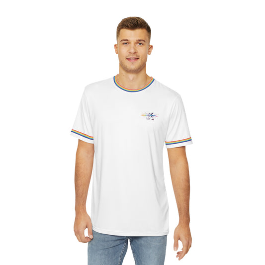 Rainbow Stripe T-Shirt | Men's Polyester Tee | Spring & Summer White T-Shirt