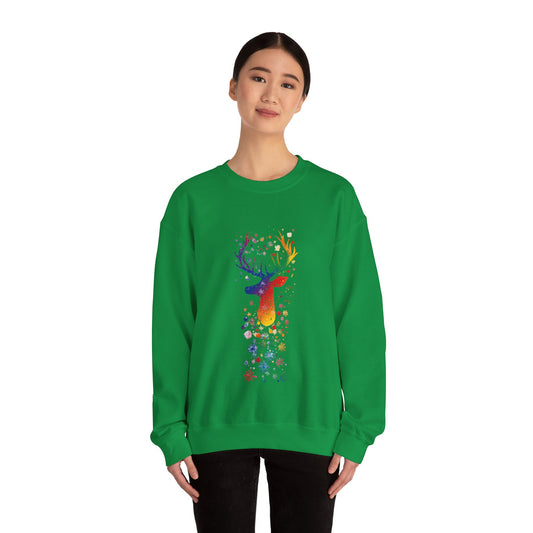 Stylish Christmas Reindeer Sweatshirt | Unisex Crewneck Sweatshirt |