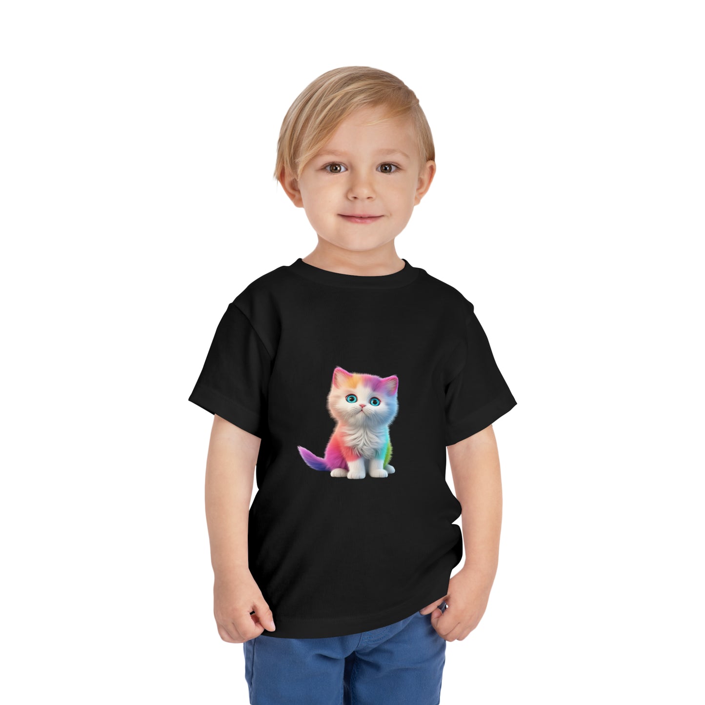 Rainbow Cat Love Tee for Cat Lovers - Cute Unisex Toddler T-shirt short sleeves funny colorful clothes