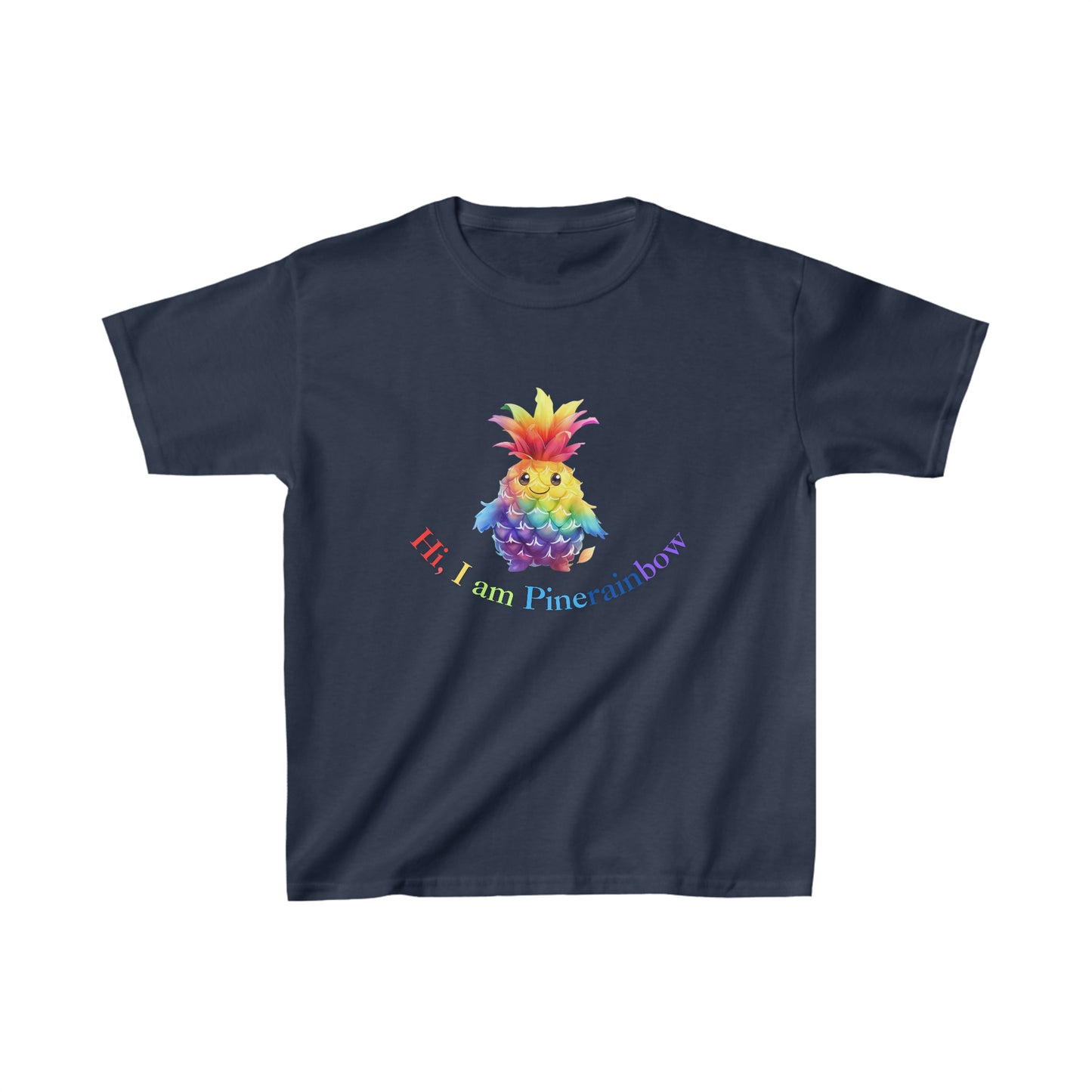 Rainbow Pineapple kids T-Shirt |  Kids Spring & Summer T-Shirt Mockup | Fruit Tee | Rainbow Color | Unisex - Heavy Cotton™ Cute Tee