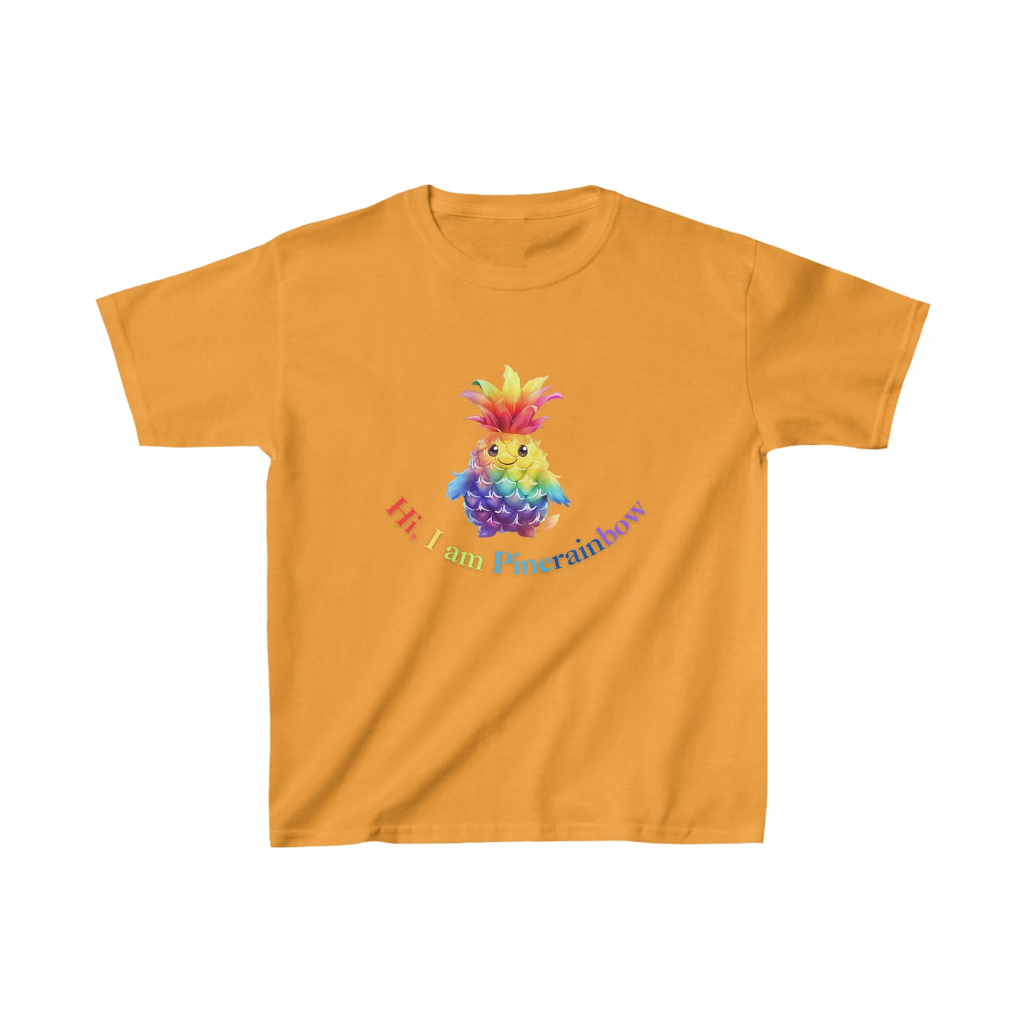 Rainbow Pineapple kids T-Shirt |  Kids Spring & Summer T-Shirt Mockup | Fruit Tee | Rainbow Color | Unisex - Heavy Cotton™ Cute Tee