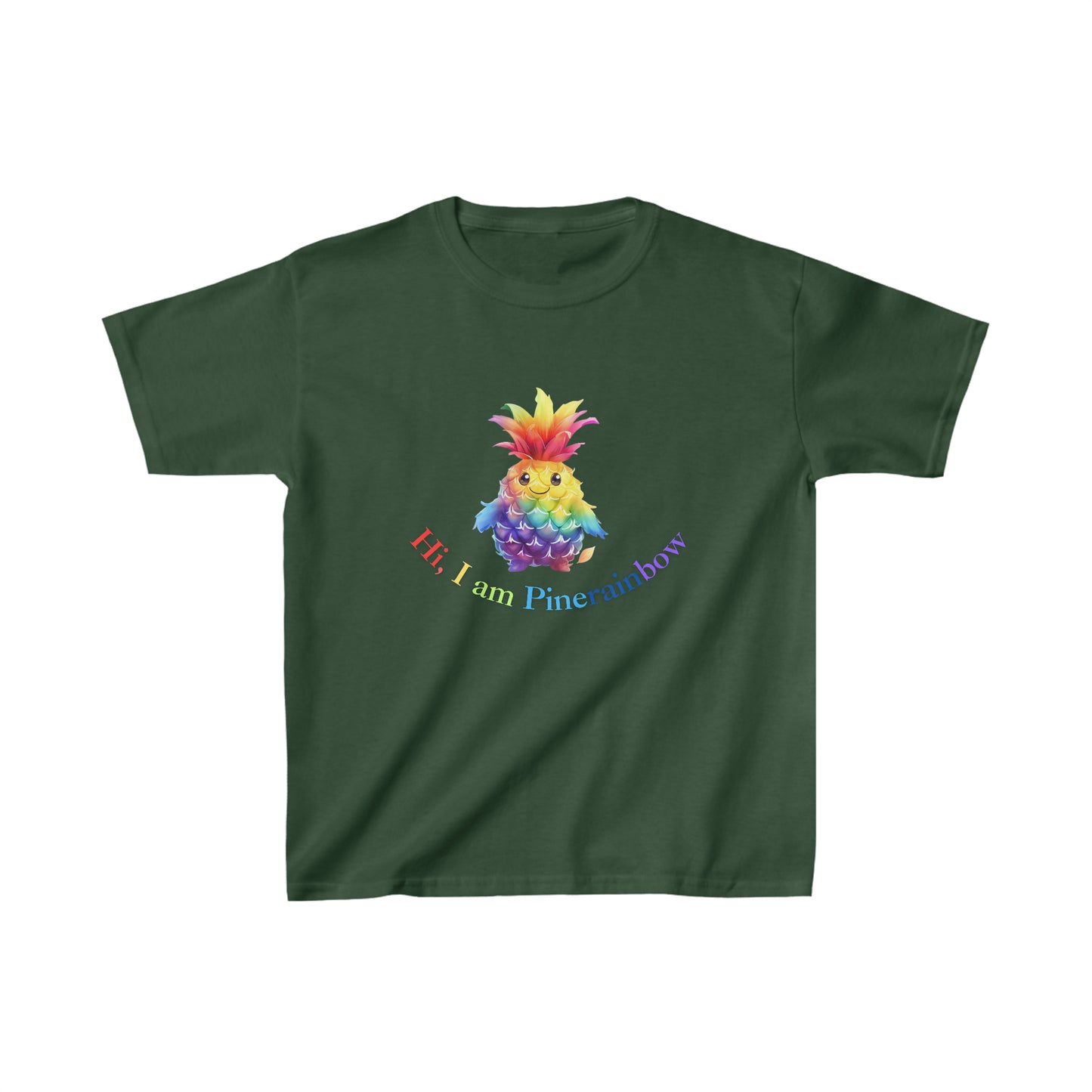 Rainbow Pineapple kids T-Shirt |  Kids Spring & Summer T-Shirt Mockup | Fruit Tee | Rainbow Color | Unisex - Heavy Cotton™ Cute Tee