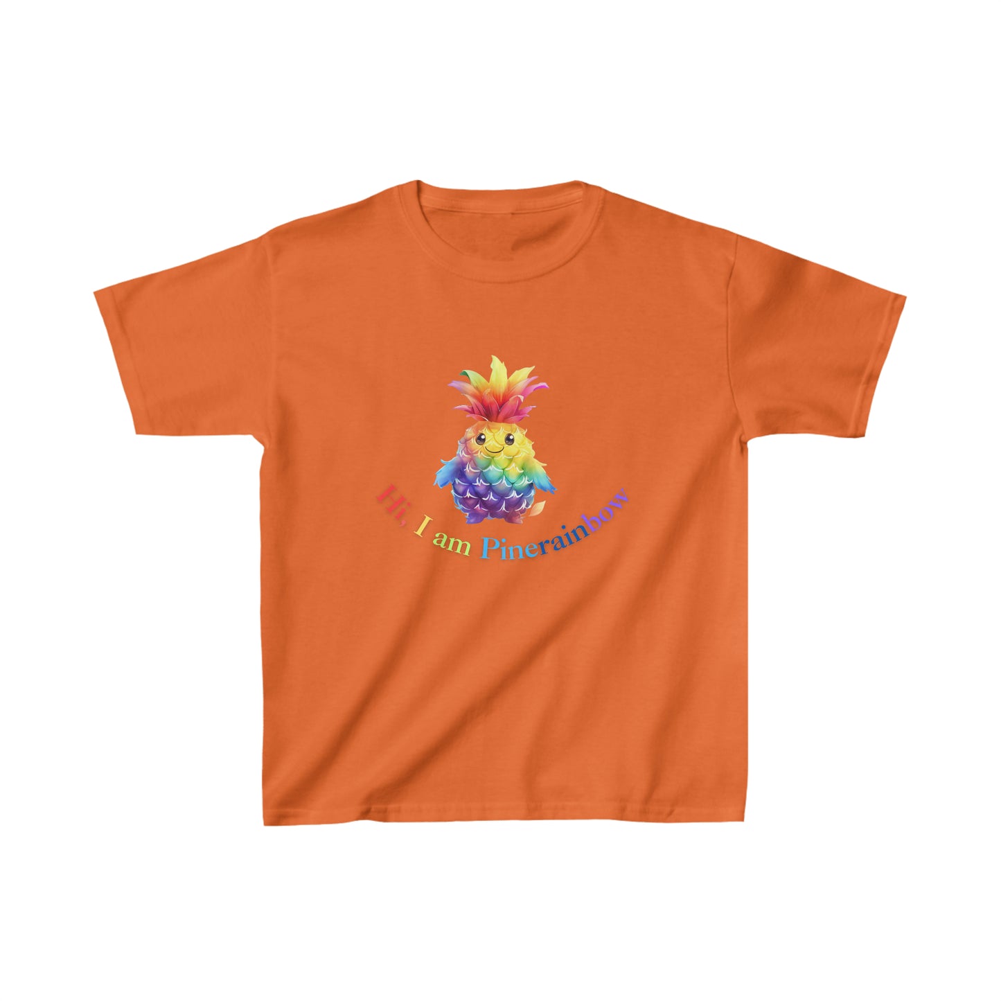 Rainbow Pineapple kids T-Shirt |  Kids Spring & Summer T-Shirt Mockup | Fruit Tee | Rainbow Color | Unisex - Heavy Cotton™ Cute Tee