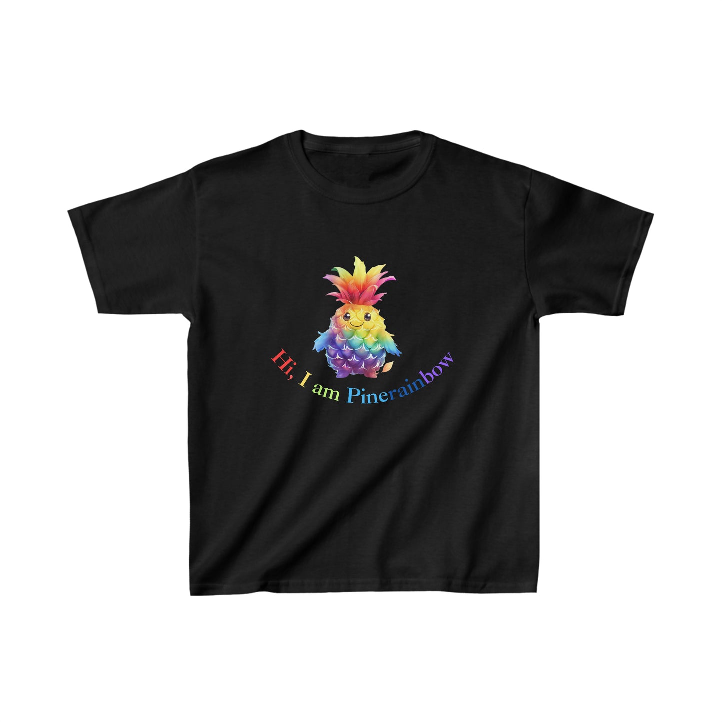 Rainbow Pineapple kids T-Shirt |  Kids Spring & Summer T-Shirt Mockup | Fruit Tee | Rainbow Color | Unisex - Heavy Cotton™ Cute Tee