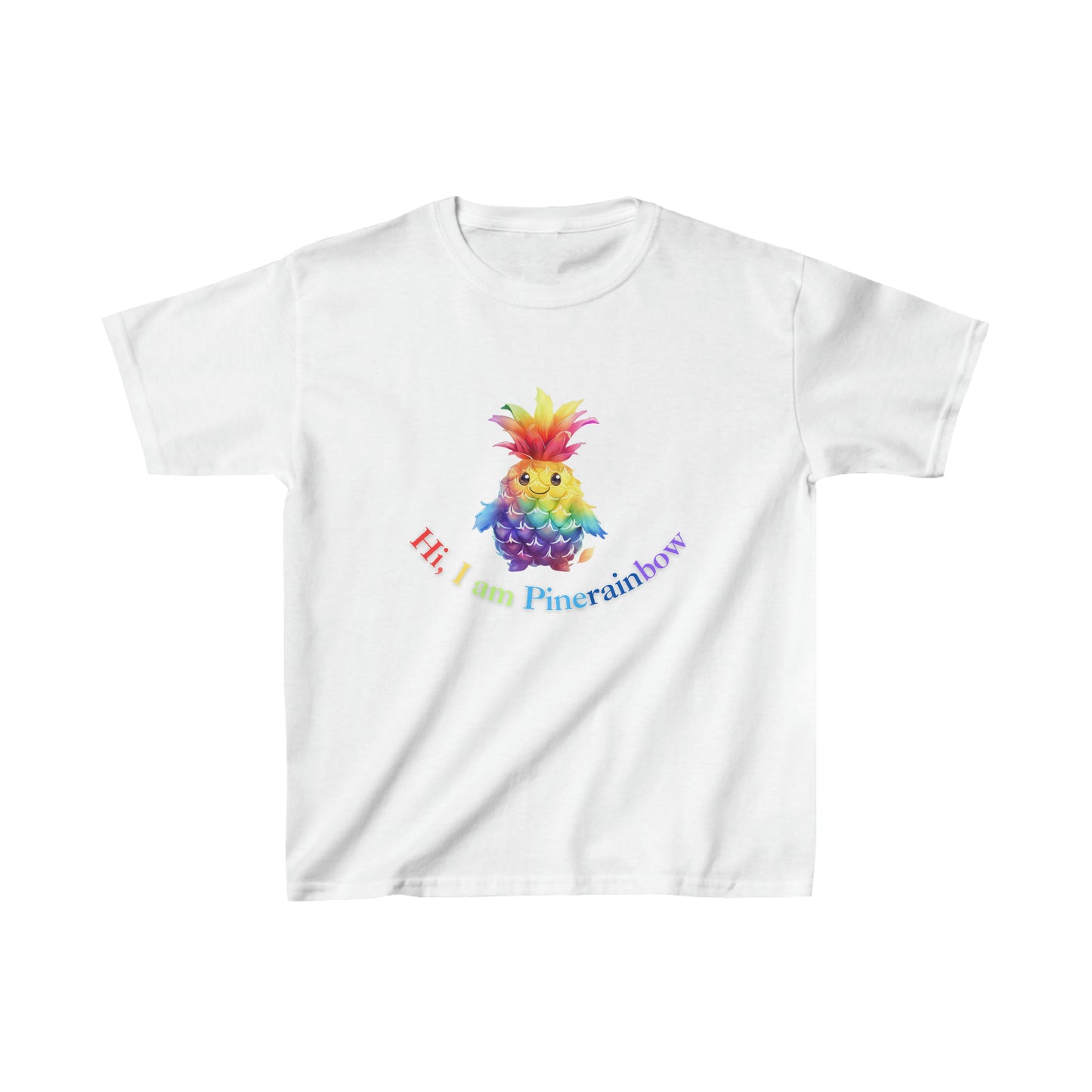 Rainbow Pineapple kids T-Shirt |  Kids Spring & Summer T-Shirt Mockup | Fruit Tee | Rainbow Color | Unisex - Heavy Cotton™ Cute Tee