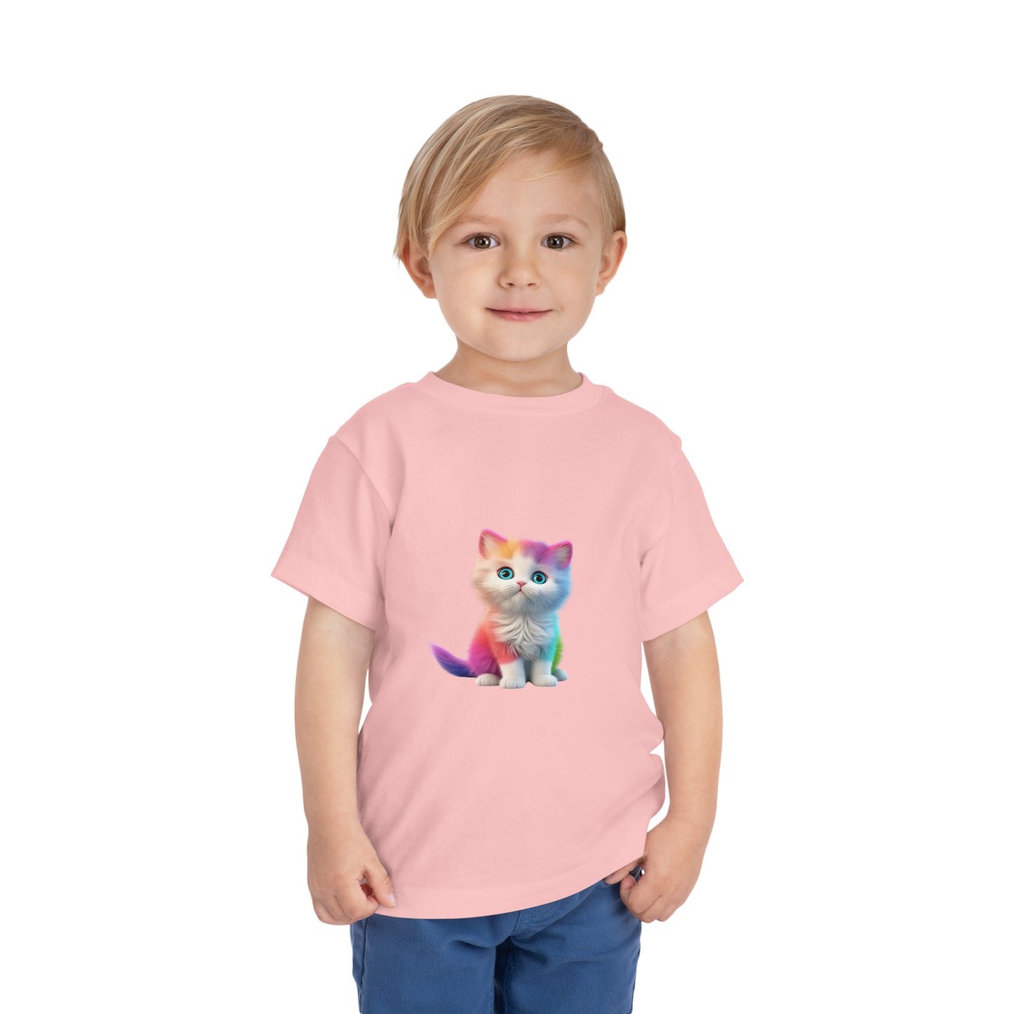 Rainbow Cat Love Tee for Cat Lovers - Cute Unisex Toddler T-shirt short sleeves funny colorful clothes