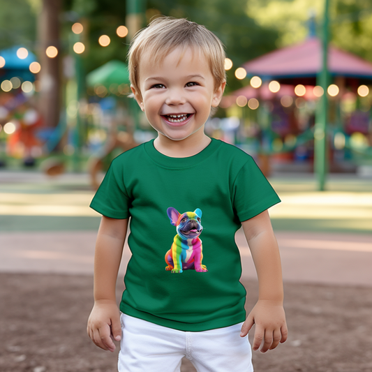 Cute Dog Lovers Puppy T-Shirt for kids | Pet Lovers | Rainbow Color | Unisex - Toddler Short Sleeve Tee | Pulldog Tshirt