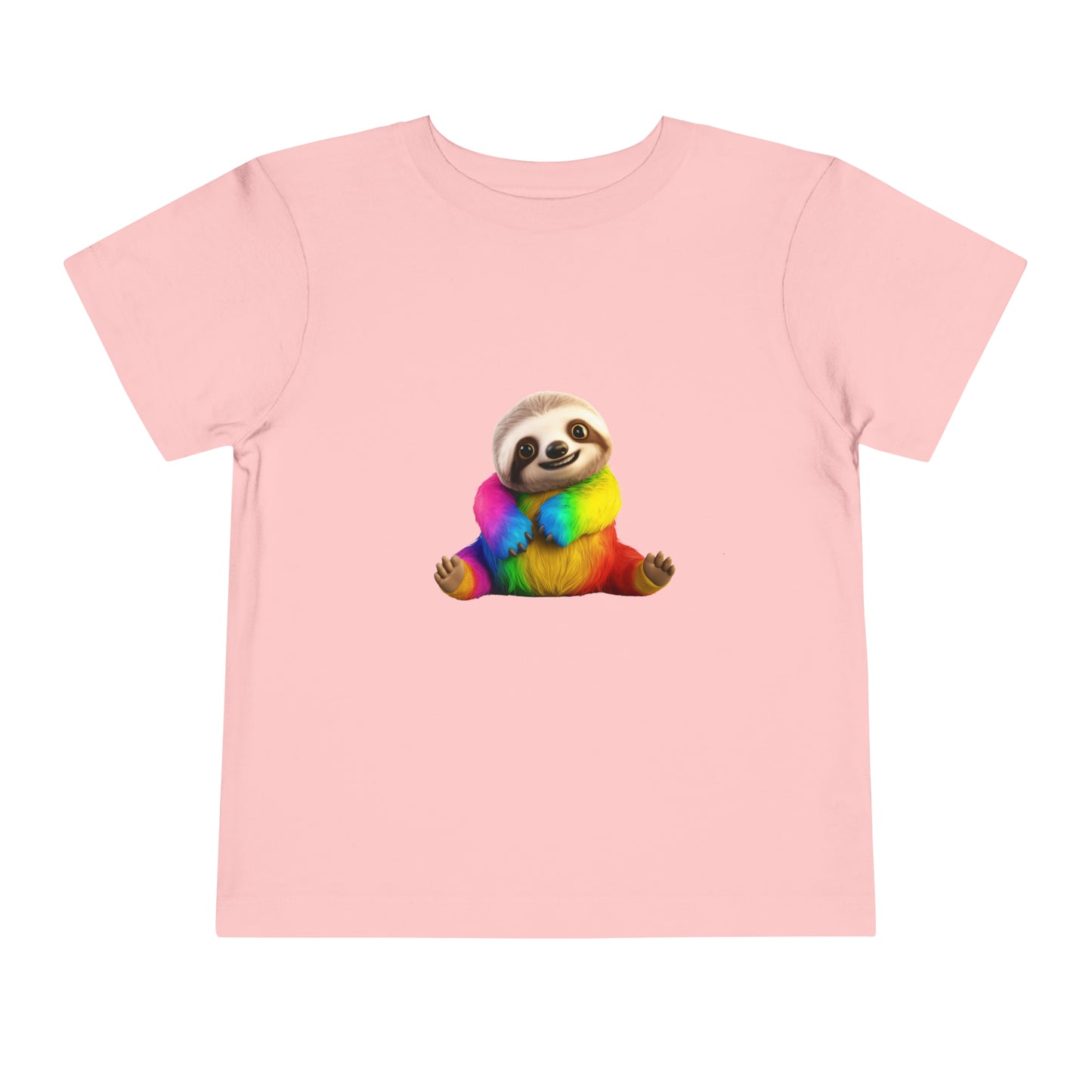 Cute Rainbow Sloth T-shirt | Kids Summer T-shirt Mockup | Animal Tee | Rainbow Color | Unisex - Toddler Short Sleeve Tee