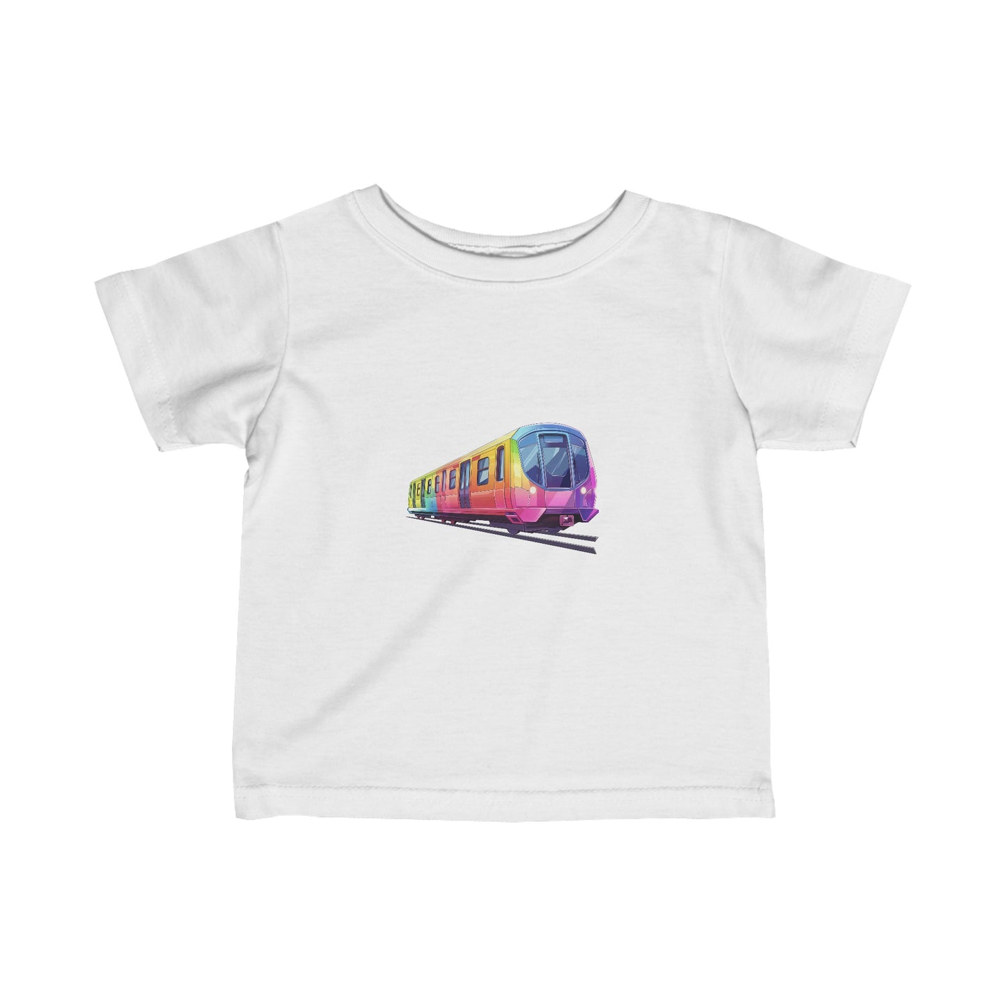 Rainbow Train Infant Jersey Tee | short sleeves 100% soft ring-spun cotton Tee | unique design gift for boys and girls