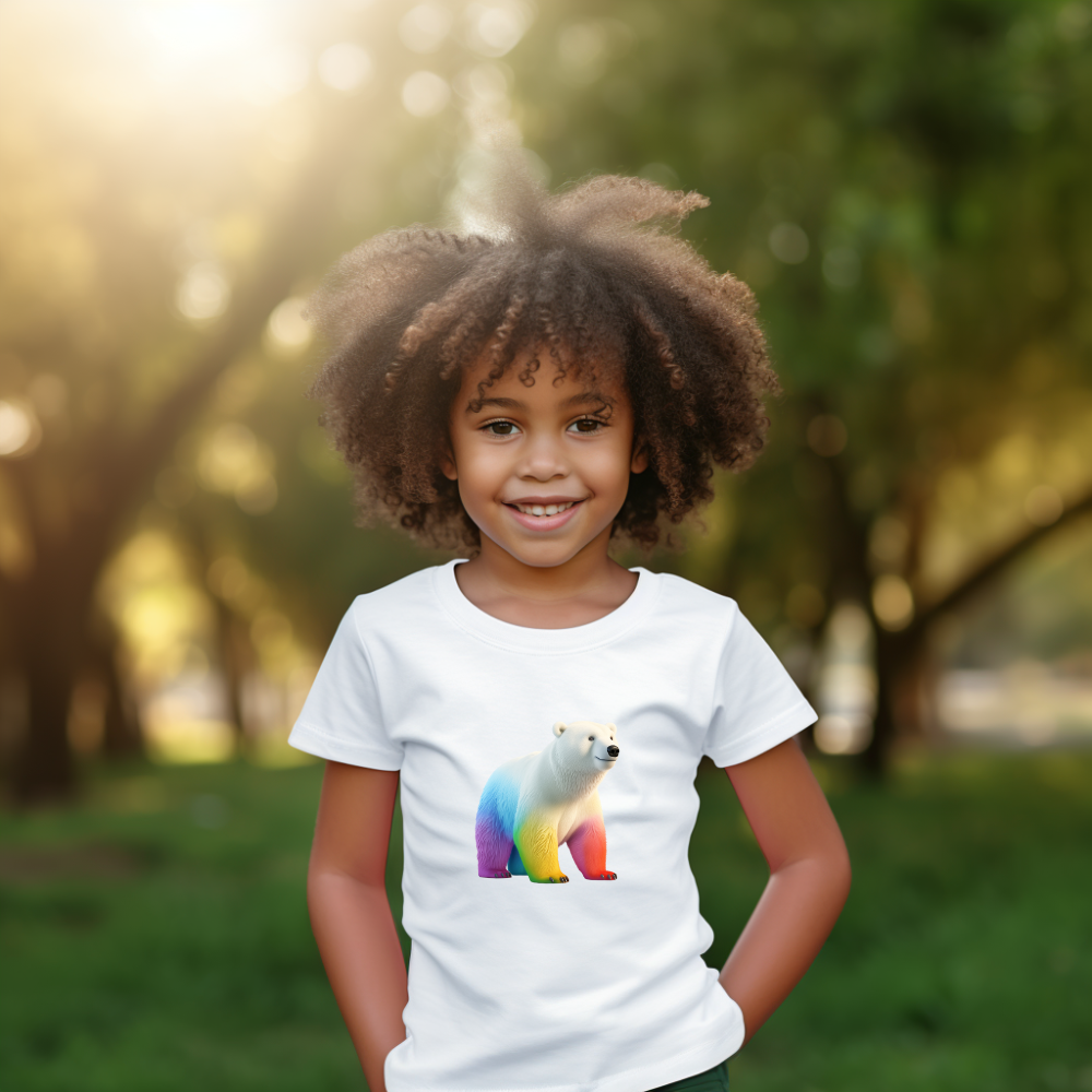 Polar Bear Lovers T-shirt | Love Wild Animals | Polar Bear Gifts | Rainbow Color | Unisex - Toddler Short Sleeve Tee | Rainbow Polar Bear