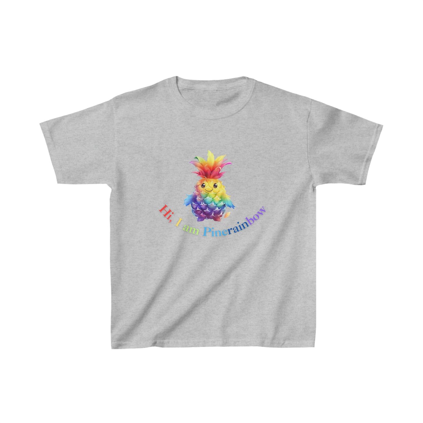 Rainbow Pineapple kids T-Shirt |  Kids Spring & Summer T-Shirt Mockup | Fruit Tee | Rainbow Color | Unisex - Heavy Cotton™ Cute Tee