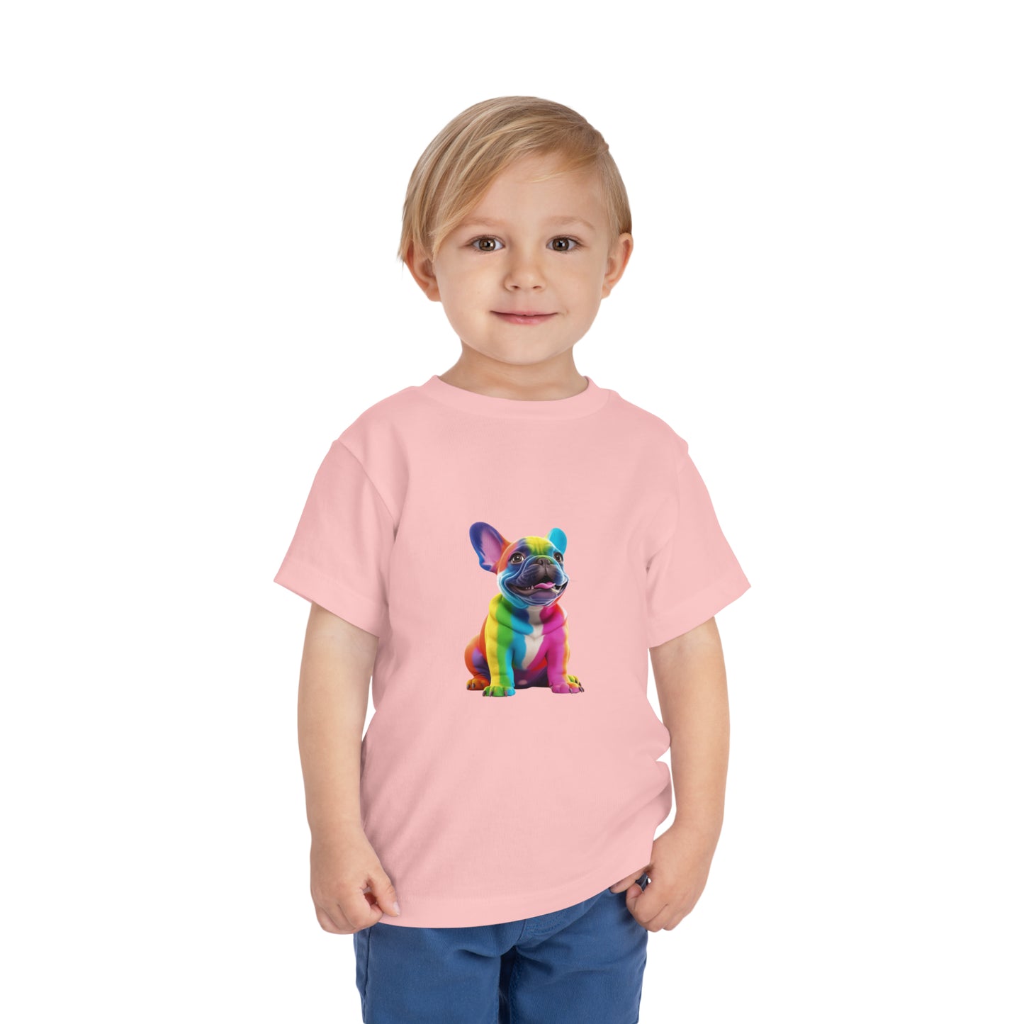 Cute Dog Lovers Puppy T-Shirt for kids | Pet Lovers | Rainbow Color | Unisex - Toddler Short Sleeve Tee | Pulldog Tshirt