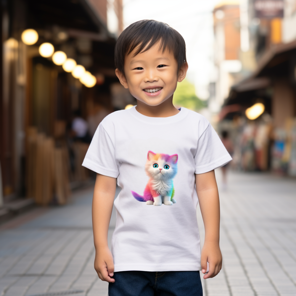 Rainbow Cat Love Tee for Cat Lovers - Cute Unisex Toddler T-shirt short sleeves funny colorful clothes