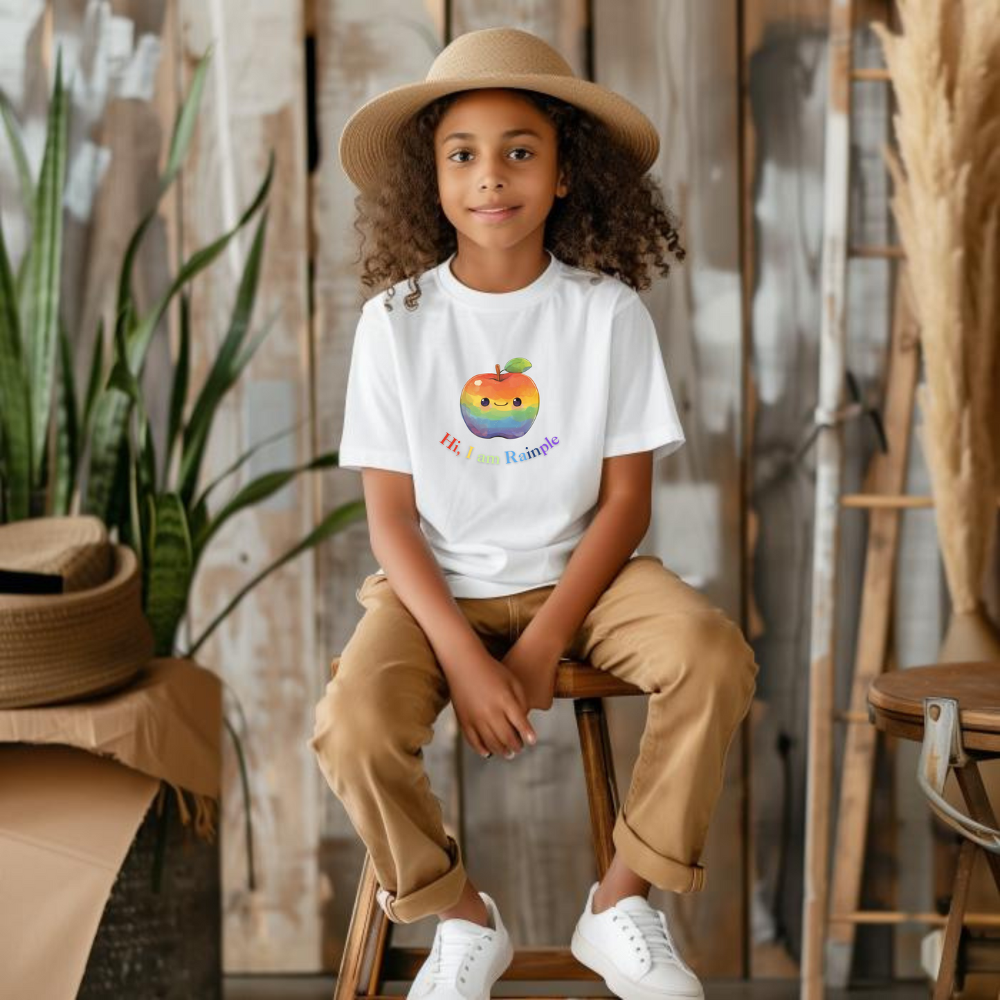 Rainbow Apple kids T-Shirt |  Kids Spring & Summer T-shirt Mockup | Fruit Tee | Rainbow Color | Unisex - Heavy Cotton™ Tee | Cute Tee