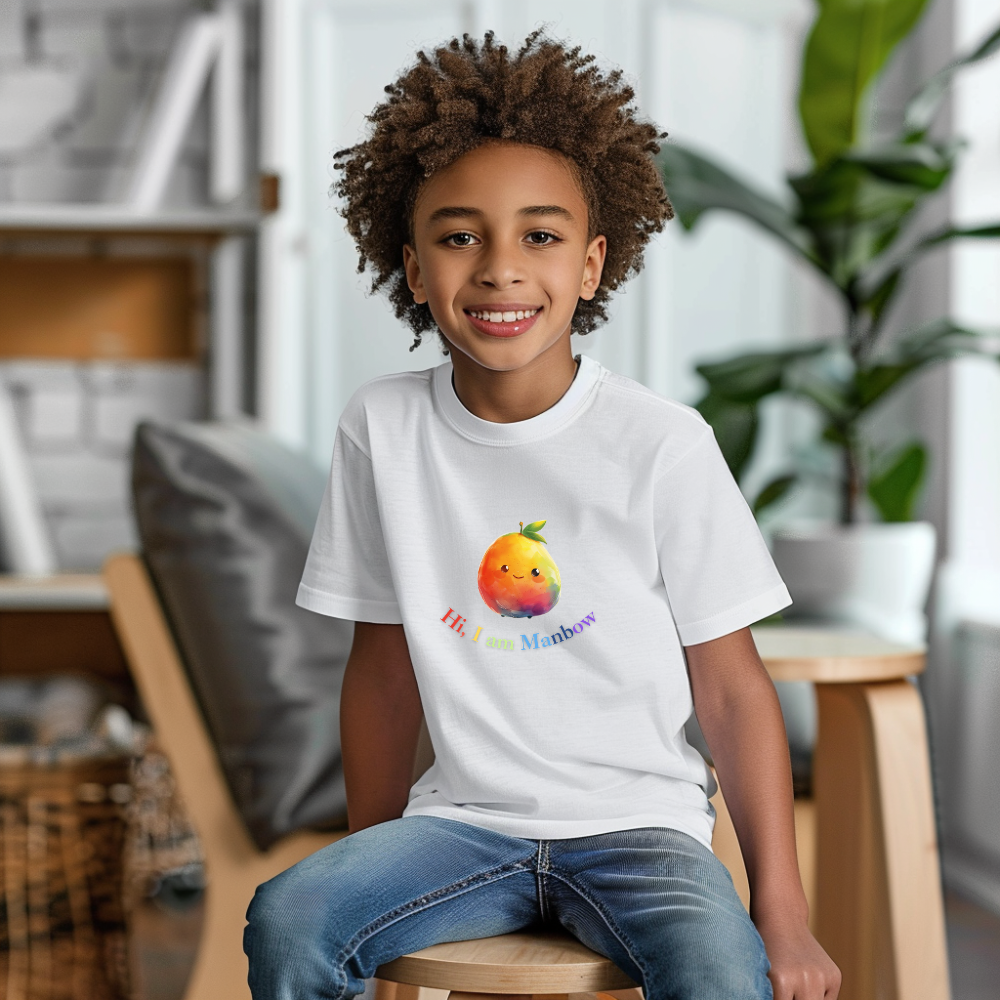 Rainbow Mango kids T-Shirt |  Kids Spring & Summer T-Shirt Mockup | Fruit Tee | Rainbow Color | Unisex - Heavy Cotton™ Tee | Cute Tee