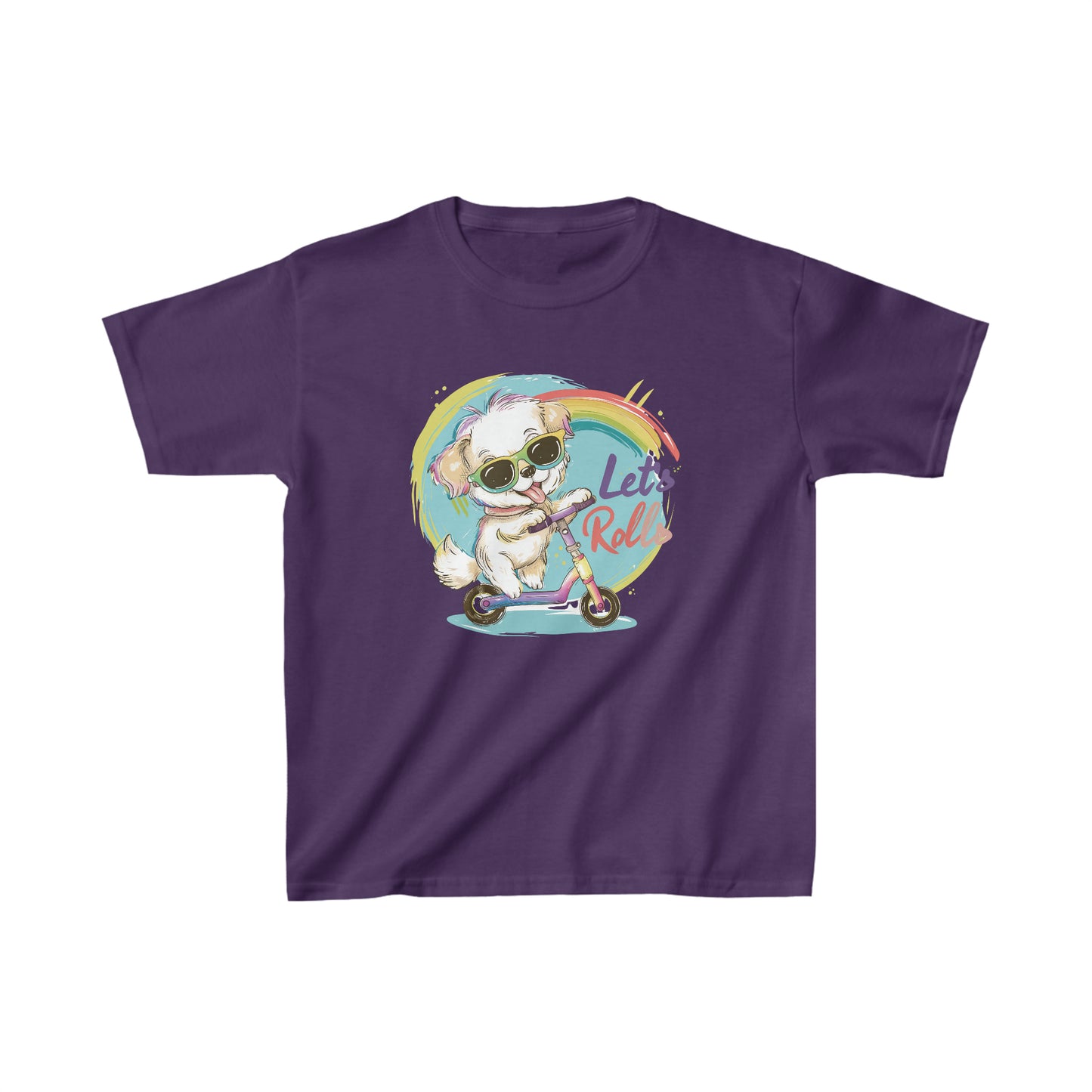 Cute dog kids outdoor unisex rainbow Tshirt |  Kids Spring & Summer T-shirt Mockup | unisex - Heavy Cotton™ Tee | Stylish Tee