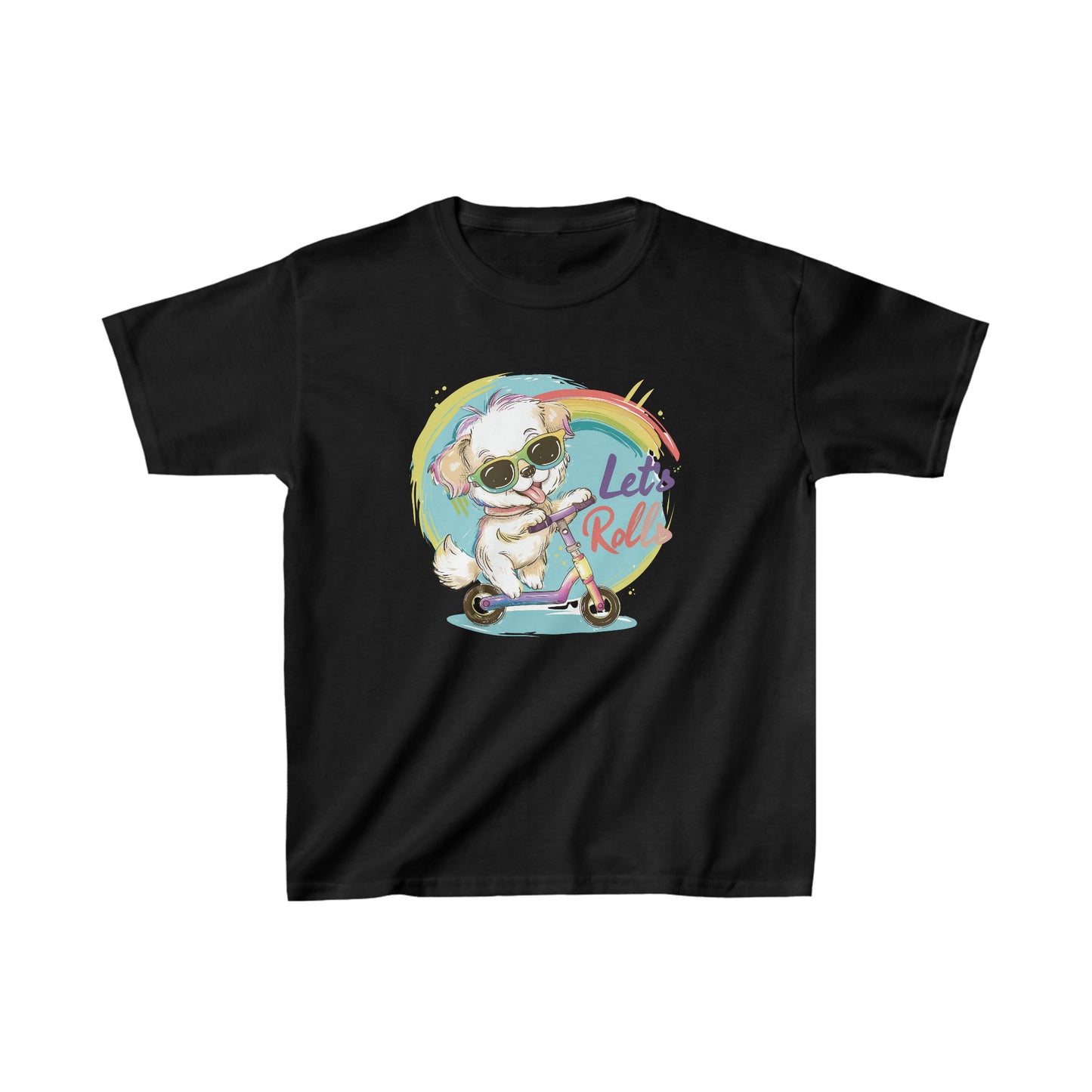 Cute dog kids outdoor unisex rainbow Tshirt |  Kids Spring & Summer T-shirt Mockup | unisex - Heavy Cotton™ Tee | Stylish Tee