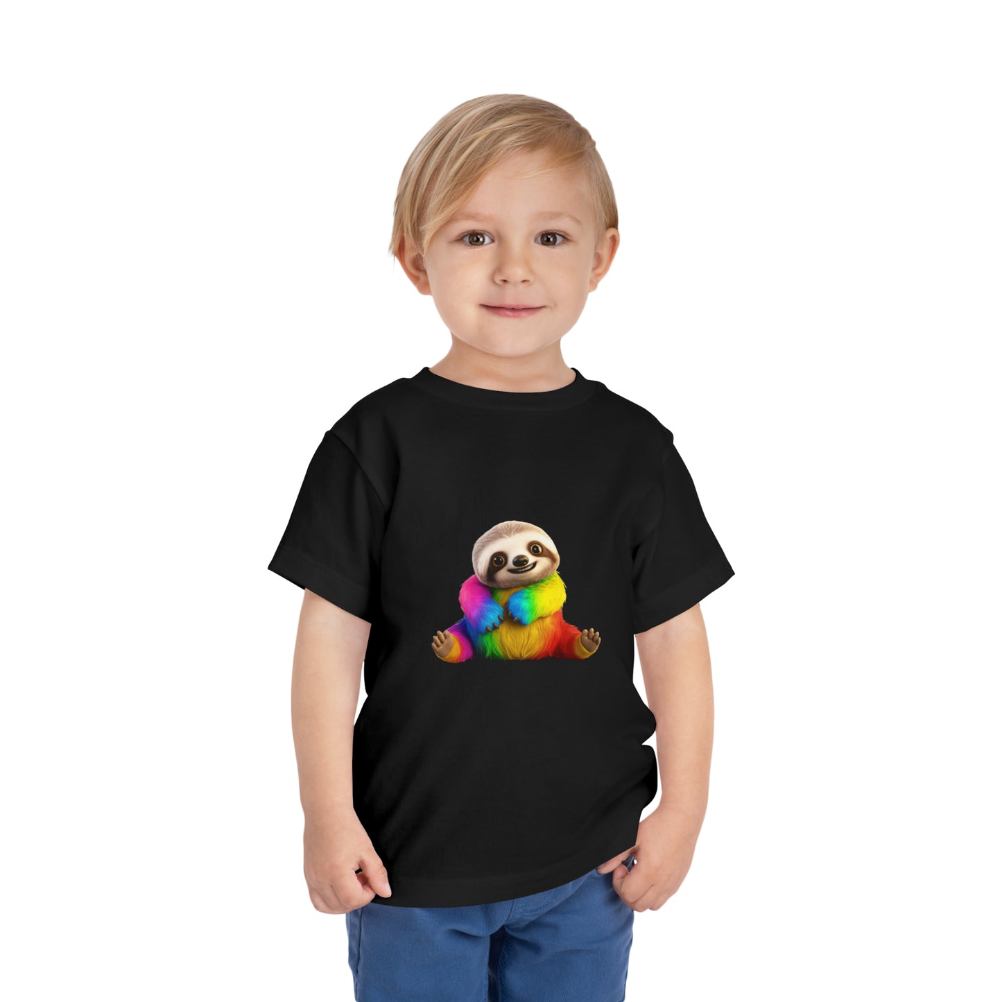 Cute Rainbow Sloth T-shirt | Kids Summer T-shirt Mockup | Animal Tee | Rainbow Color | Unisex - Toddler Short Sleeve Tee