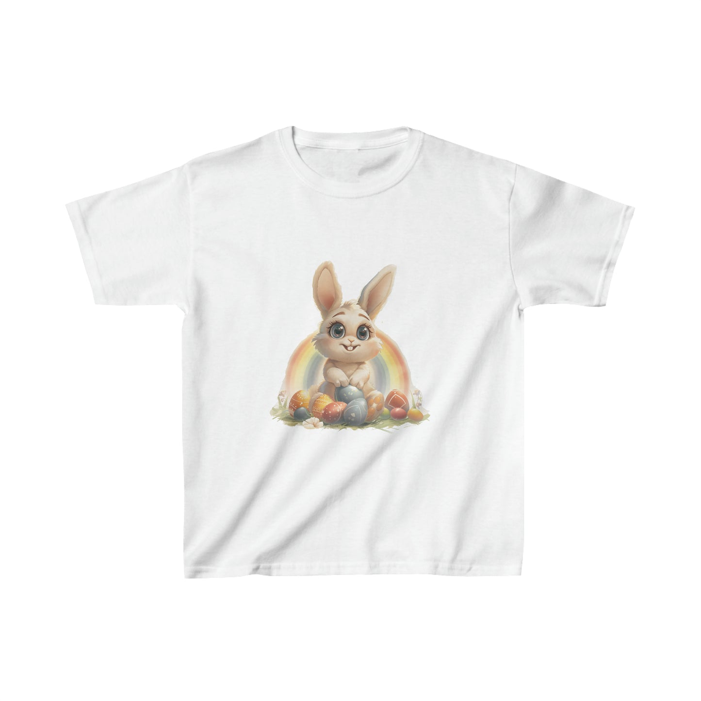 Cute easter bunny kids Heavy Cotton short sleeves tshirt | unique design personalised gift for boys and girls | spring tee