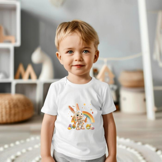 Stylish Easter Bunny Infant Jersey Tee Short Sleeves Rabbit Rainbow Eggs | unique design personalised gift for boys and girls