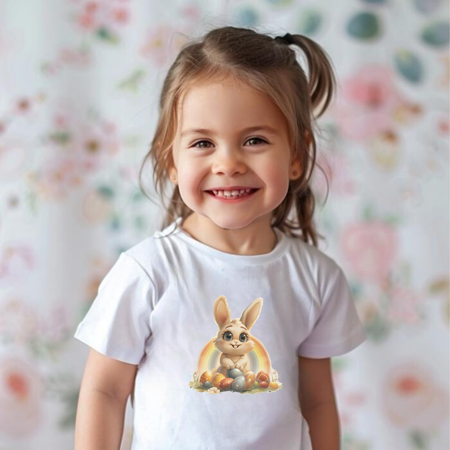 Cute easter bunny Infant Jersey Tee short sleeves rabbit rainbow eggs | unique design personalised gift for boys and girls