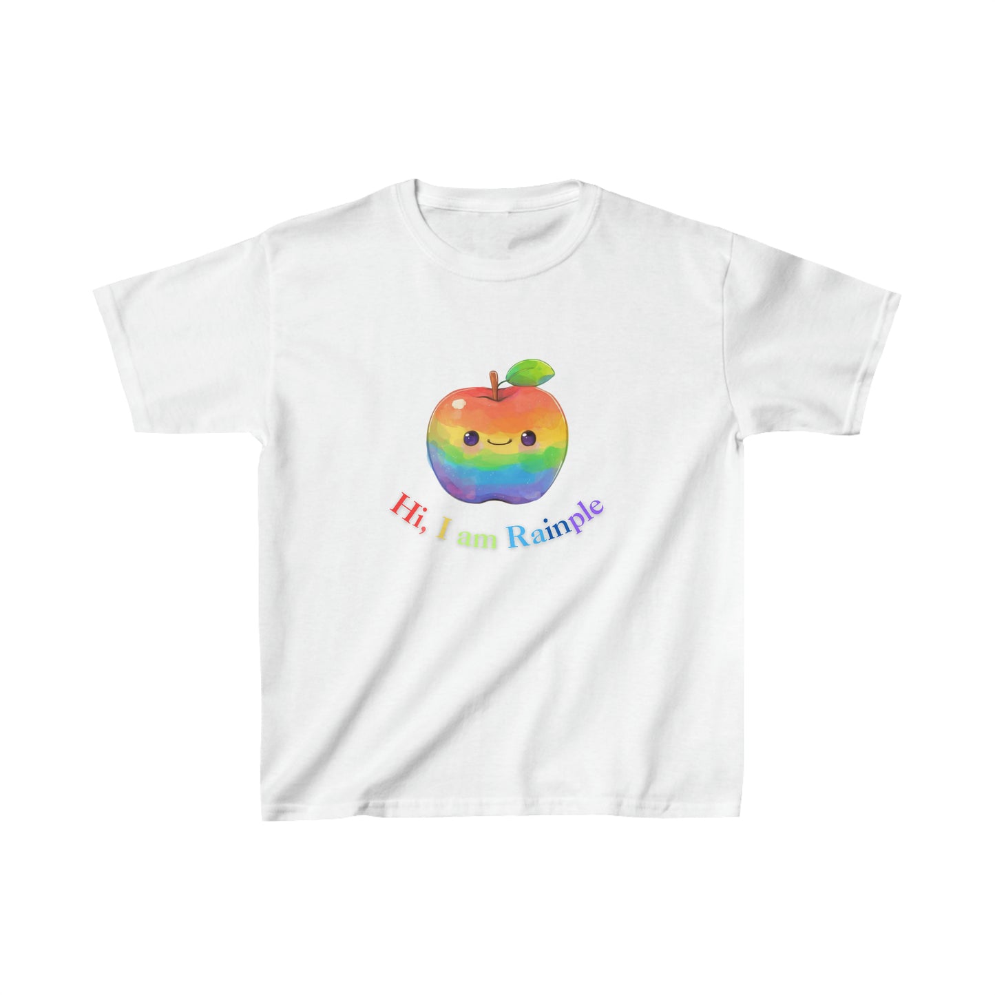 Rainbow Apple kids T-Shirt |  Kids Spring & Summer T-shirt Mockup | Fruit Tee | Rainbow Color | Unisex - Heavy Cotton™ Tee | Cute Tee