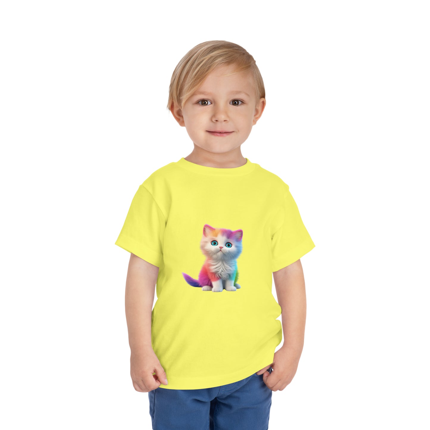 Rainbow Cat Love Tee for Cat Lovers - Cute Unisex Toddler T-shirt short sleeves funny colorful clothes