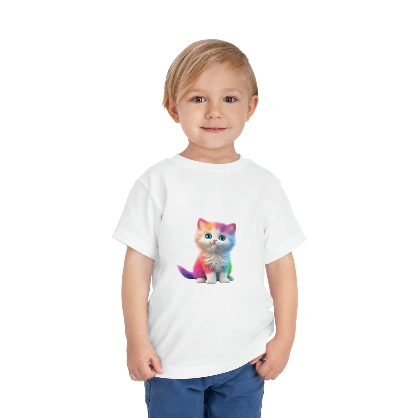 Rainbow Cat Love Tee for Cat Lovers - Cute Unisex Toddler T-shirt short sleeves funny colorful clothes